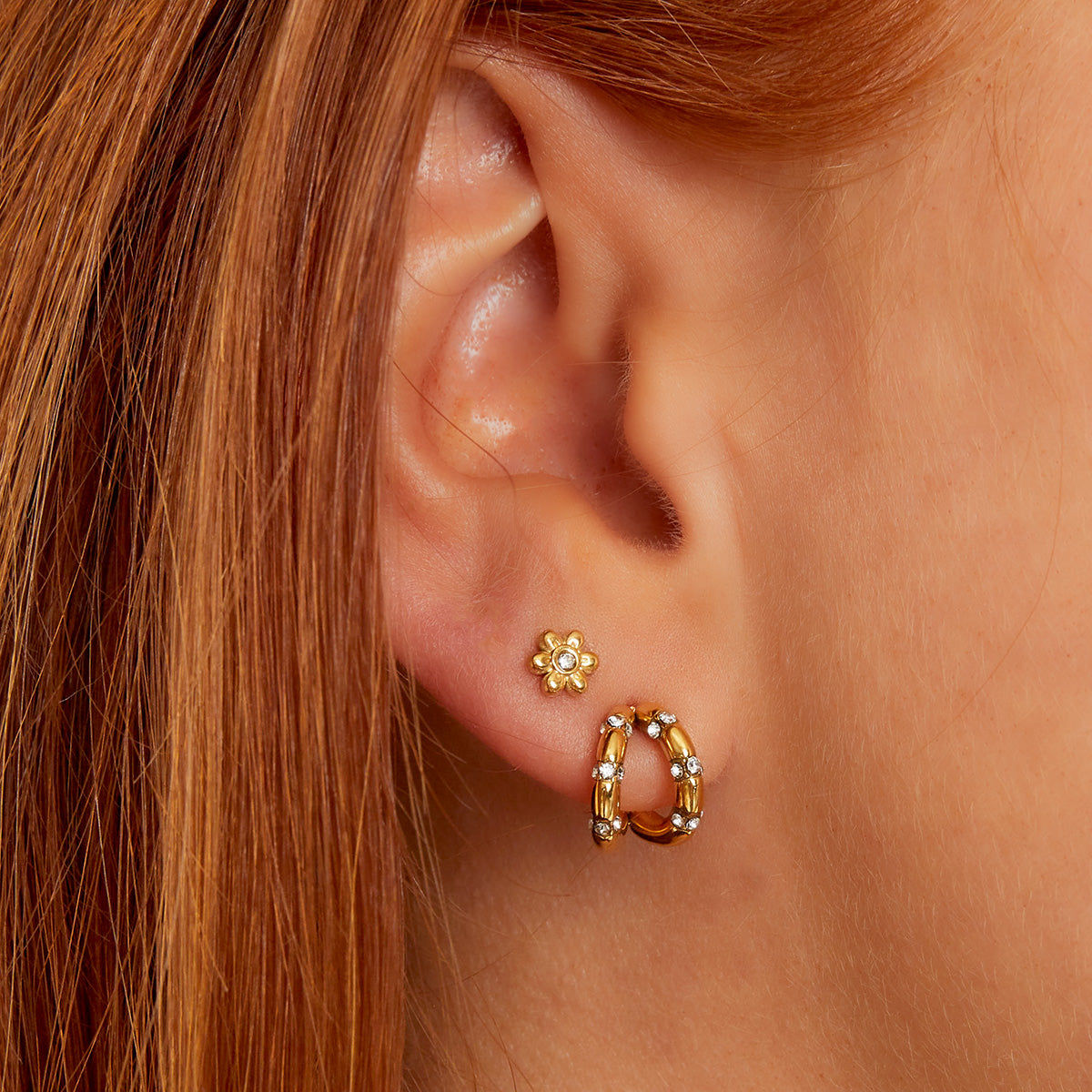 Sparkling Double Loops Earrings
