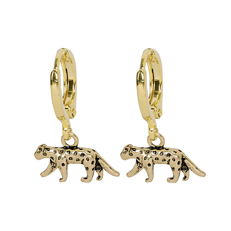 Gold Leopard Loop Earrings