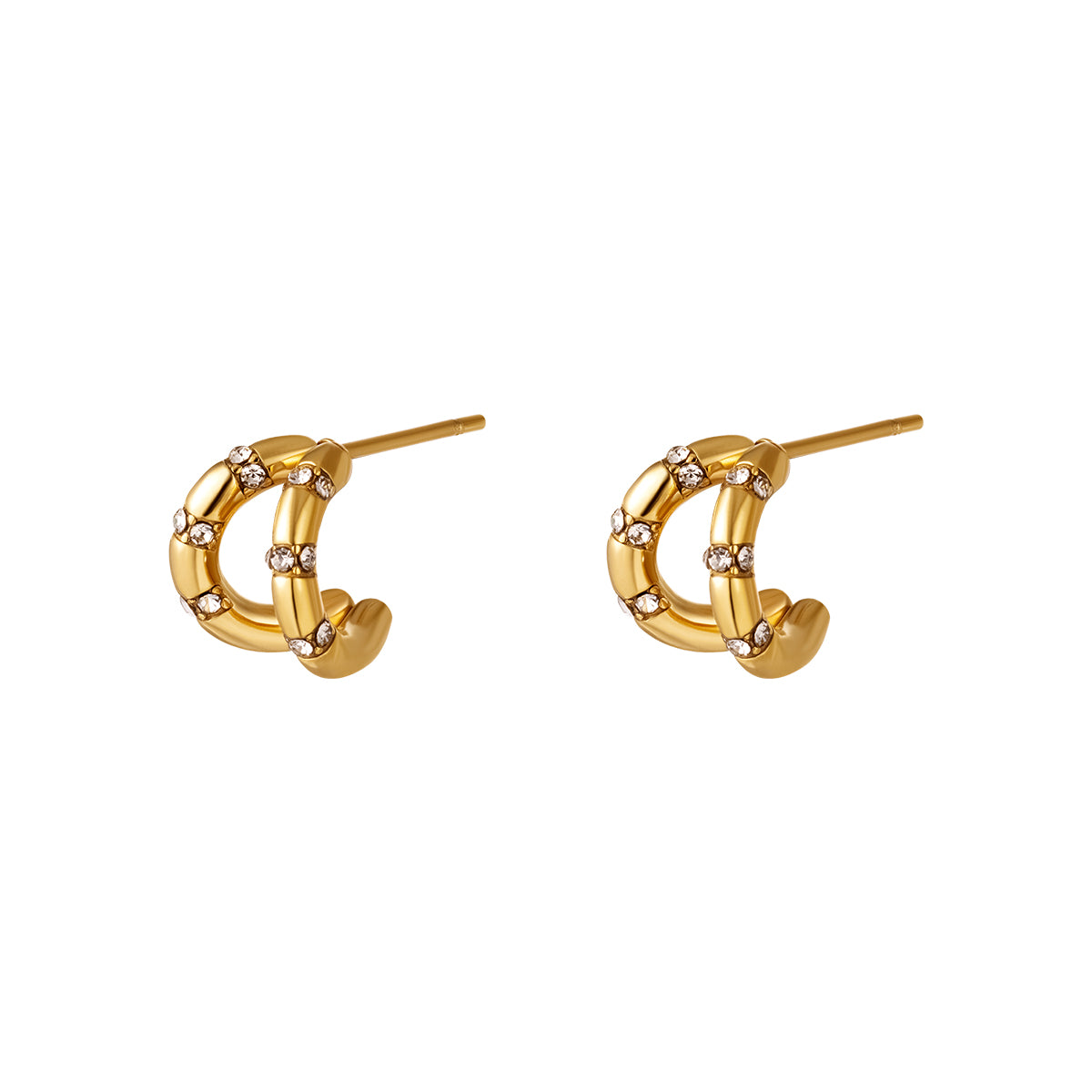 Sparkling Double Loops Earrings